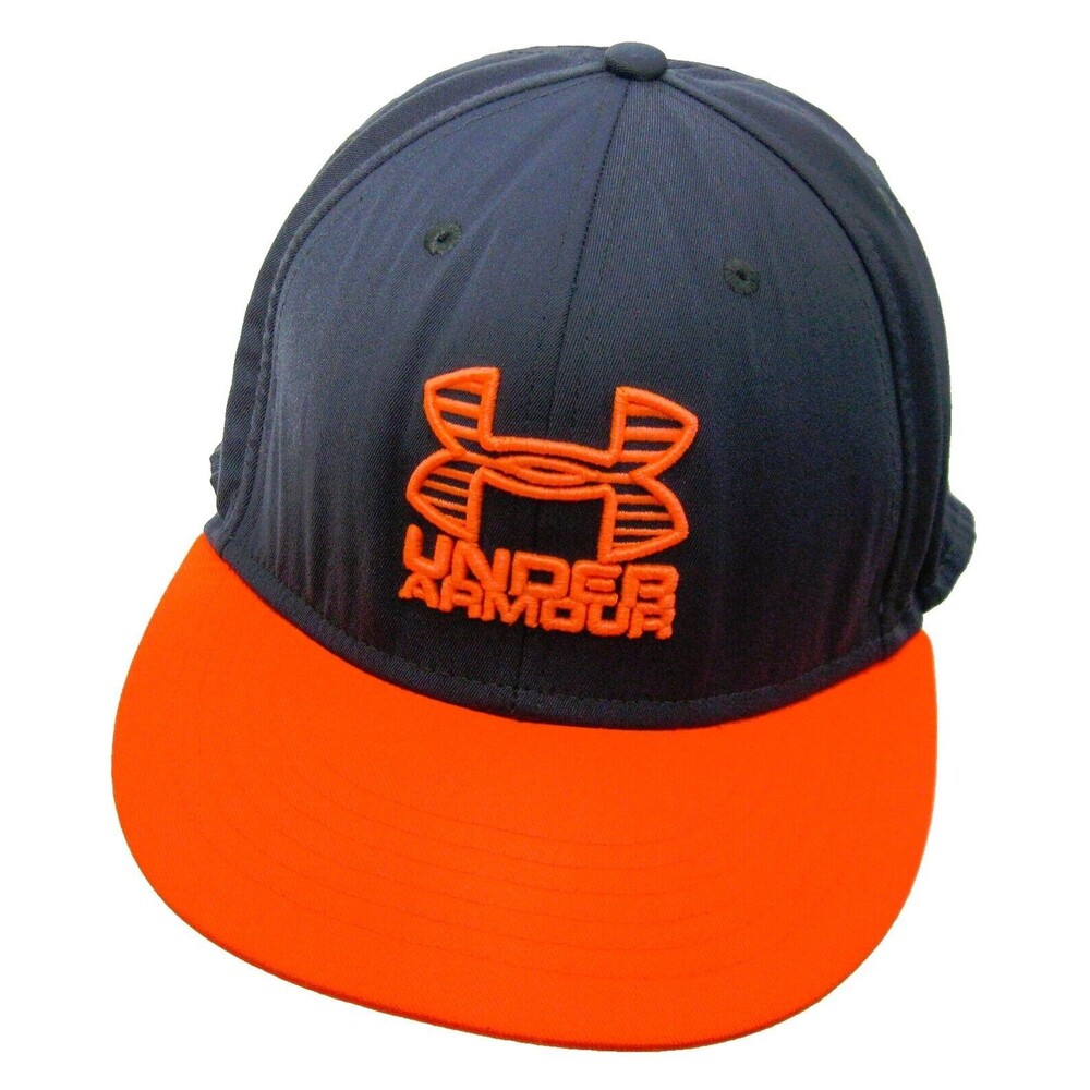 UNDER ARMOUR Men's Orange Gray Baseball Cap Logo Heatgear Hat (Adult Snapback)